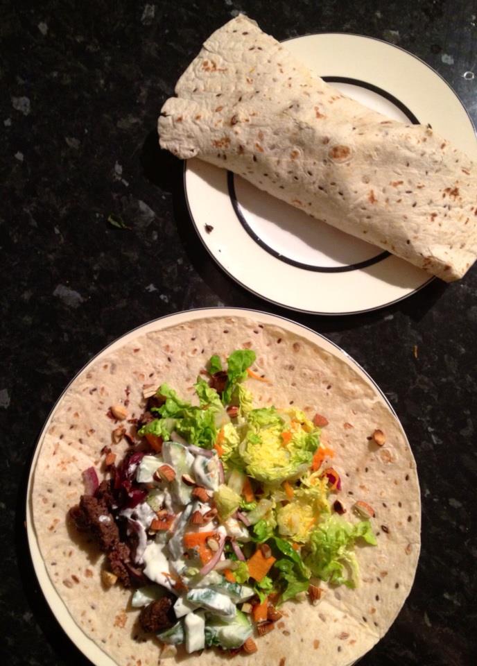 Lebanese lamb wraps with minted tzatziki and toasted almonds from Hello Fresh