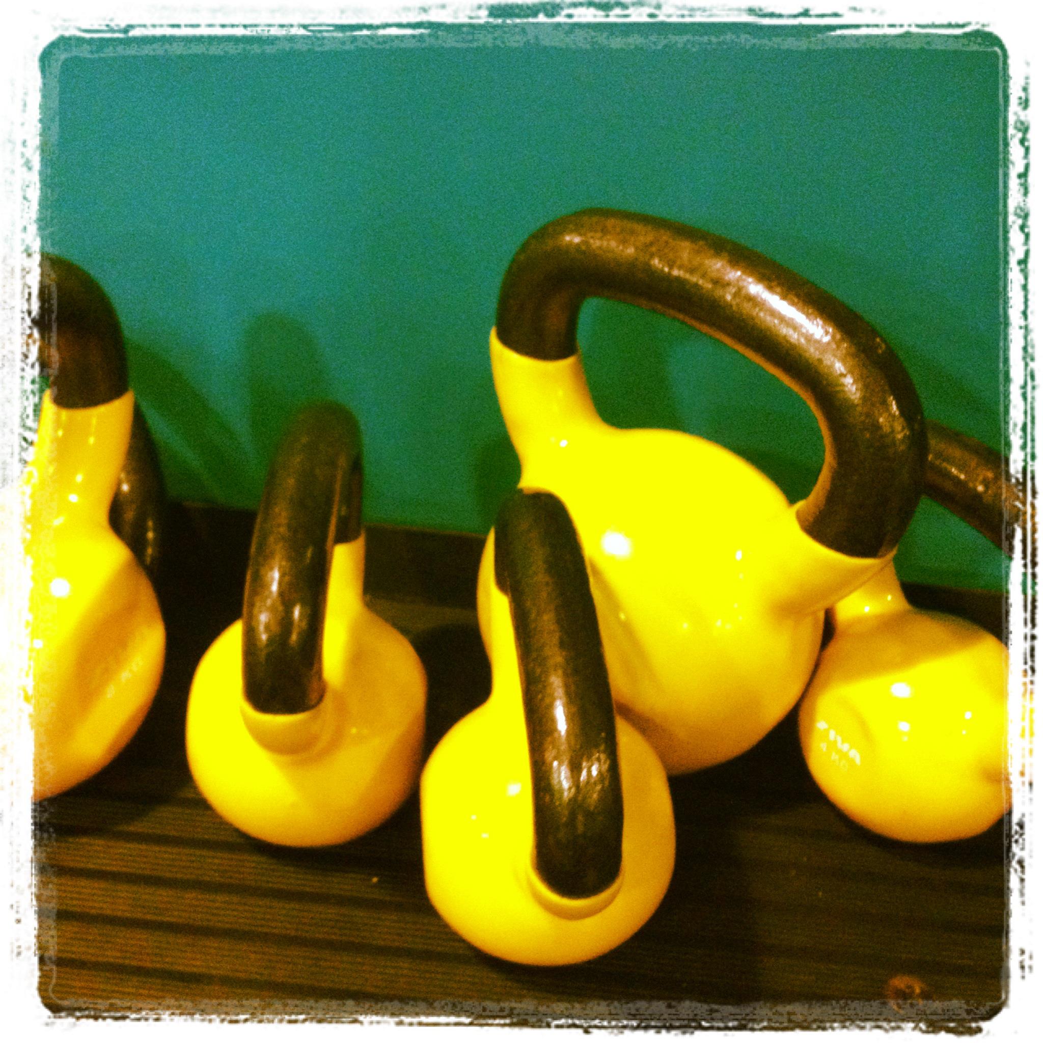 Yellow kettlebells